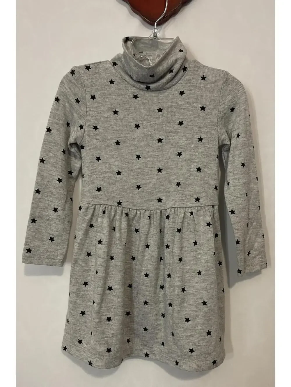 Carters Girls 2t Gray Star-Print Turtleneck Pullover Long-Sleeved Dress! A946